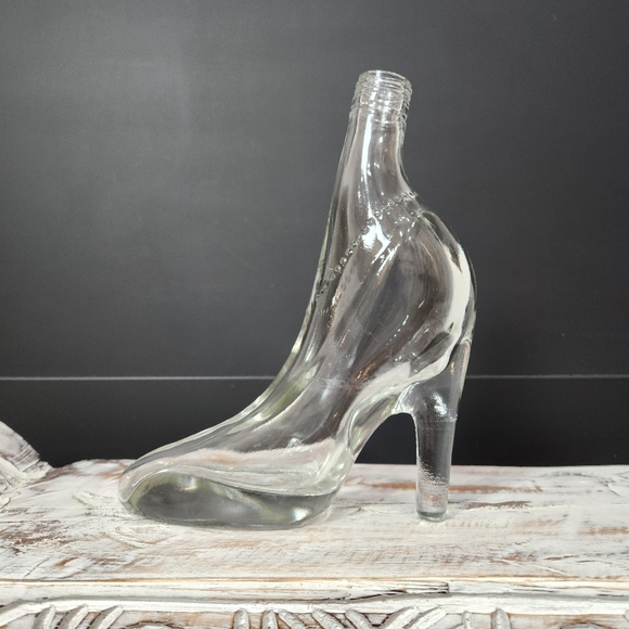 Vintage Glass Bottle Stiletto Clear High Heel Shoe Bottle - Picture 4 of 7